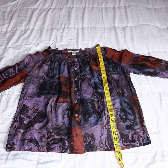 Anthropologie TRINITY tops, bohemian Tie Dye blouse, 100% Silk in Purple,  Small - Picture 6 of 10
